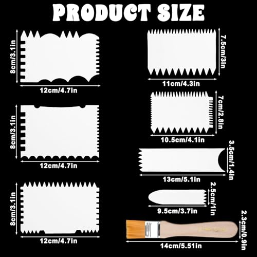 8 Pcs Plastic Paint Scraper, Acrylic Swipe Painting Tools with Brush Paint Scraper Plastic Painting Swipe Accessories Acrylic Pouring Tools for Acrylics Technique