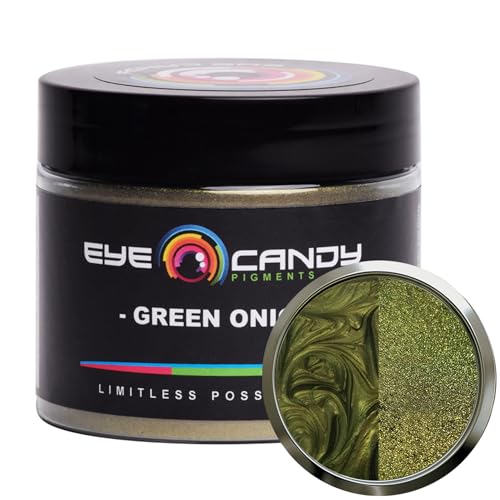 Eye Candy Pigments Premium Green Mica Powder - Green Onion (50gr) - for Epoxy, Resin, Soap, Paint, Woodworking, Acrylic Pouring, Bath Bombs, Fishing Lures - DIY Arts and Crafts Additive - color: Green Onion