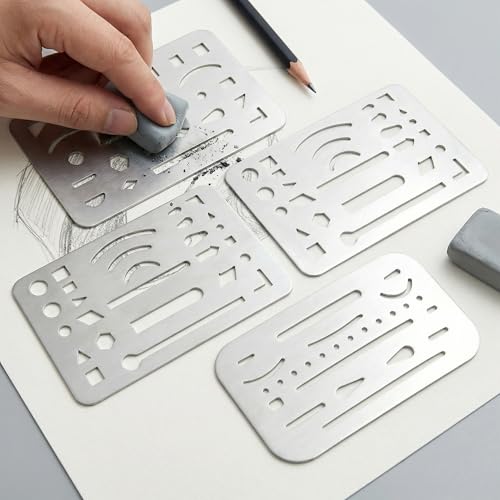 Eraser Shield for Drawing — Precision Erasing Shield Stencils for Art, Drafting & Technical Drawing 4-Pack