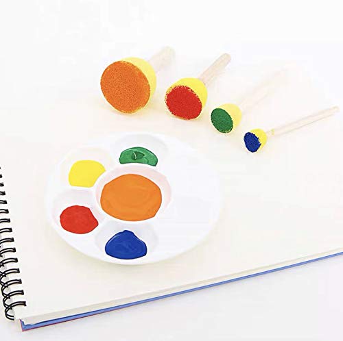 Round Foam Brush 28 Piece Set 0.5''x7 0.75''x7 1''x7 +1.5''x7, Round Sponge Brush for Painting, Soft & Disposable & Washable - size: Assorted 28Pc