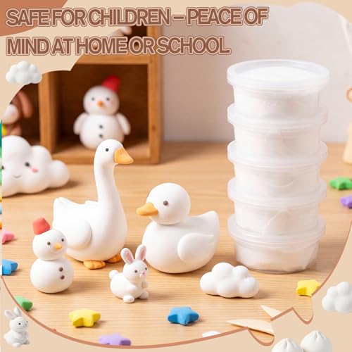 VioraWhite 48 Pcs Air Dry Clay 1.6lb Modeling Clay Kit Soft & Stretchable Magic Foam for Kids DIY Molding, Arts & Crafts, Boys Girls Party Favors, Cosplay Sculpting Supplies(White) - color: White