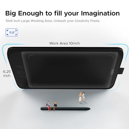 Ugee Drawing Tablet Pad,Digital Graphics Tablets M808 10x6 Inch, 8192, 8 Shortcut Keys, Digital Art for Paint, Sketch,Design, Teaching&Study for PC/Mac/Computer/Chrome Os/Android, Student,Kids Gift - style: Wired M808