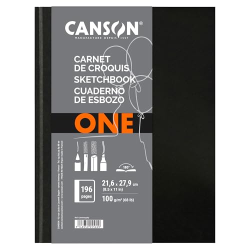 Canson ONE Art Book Paper Pad, Smudge Resistant Sketch Book Paper Pad, Hardbound, 67 Pound, 8.5 x 11 Inch, 98 Sheets - style: 8.5" x 11" Hardbound