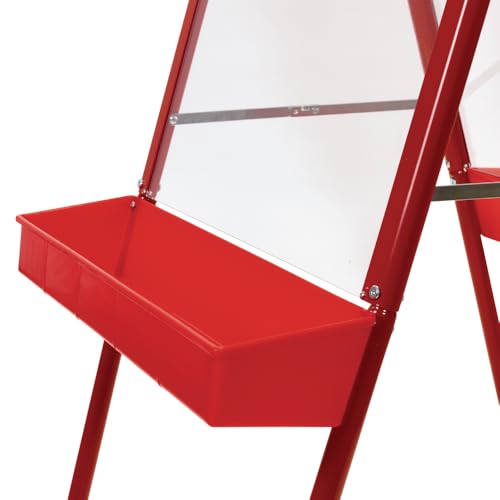 Colorations - 2WAPE 2-Way Indoor/Outdoor Adjustable Acrylic Panel Easel for Kids (23"L x 29-1/2"W x 45"H) | 23"L x 29.5"D x 45"H - Classroom Essentials - style: 2-Station, Red