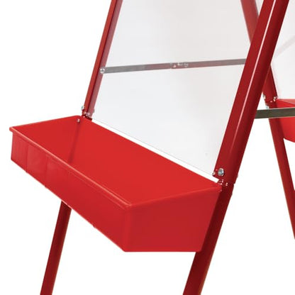 Colorations - 2WAPE 2-Way Indoor/Outdoor Adjustable Acrylic Panel Easel for Kids (23"L x 29-1/2"W x 45"H) | 23"L x 29.5"D x 45"H - Classroom Essentials - style: 2-Station, Red