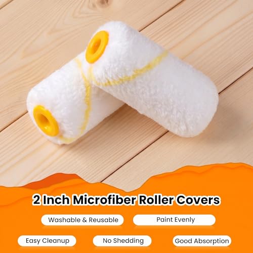 Paint Roller Covers, 12 Pack, 2 Inch Mini Rollers for Painting, 3/8" Nap Microfiber Covers, Small Roller Covers, House Painting Supplies for Walls, Window Frame, Cabinets & DIY Projects