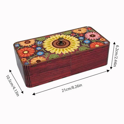 Diamond Art Painting Storage Box Kit, DIY Rectangular Wooden Decorative Container Holder with Lid, Snack Jewelry Gem Art Organizer Case for Adults (Sunflower) - style: Sunflower