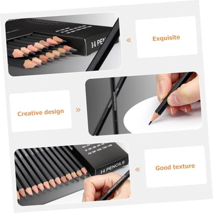 SOLUSTRE 14pcs Professional Graphite Sketching Pencils Set, Smooth Drawing Art Pencils for Artists and Students, Range Hard to Extra Soft for Detailed Sketching and Shading