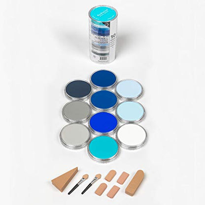 PanPastel Artist Pastels by GOLDEN, Seascape Set, 10 Color, Professional Artist Pastels, Unique Pan Format (cake-like) - style: Violet and Blue