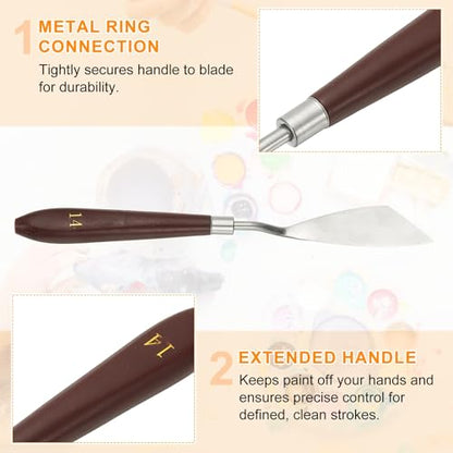 HARFINGTON Palette Knife Painting Tool 2.83" x 0.91" Stainless Steel Art Spatula Pallet Knives Scrapers Tools with Plastic Handle for Acrylic Oil Canvas Mixing Spreading, Red/Silver