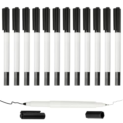 PATIKIL 12 Pack Dual Brush Markers, Black Fine and Brush Tips Pens Marker Calligraphy Coloring Art Supplies Set for Coloring Book Illustration Sketching Journaling, 1.5mm 0.5mm