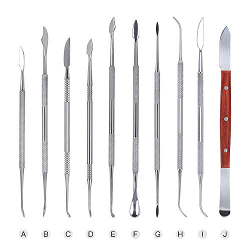 FveBzem 10 pcs/Set Wax Carving Tools Stainless Steel Wax Carver Clay Pottery Sculpture Tools Dental Instrument Kit Surgical Dentist Sculpture Knife Instruments Tool Kit with Storage Bag