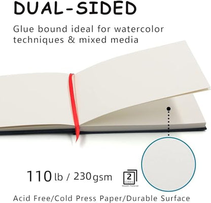 JOY SPOT! 5.5" x 8.5" Watercolor Pad, Pack of 2 (76 Sheets), 110 lb (230 GSM), Acid-Free Paper, Watercolor Book with Linen Bound for Watercolor Techniques and Mixed Media