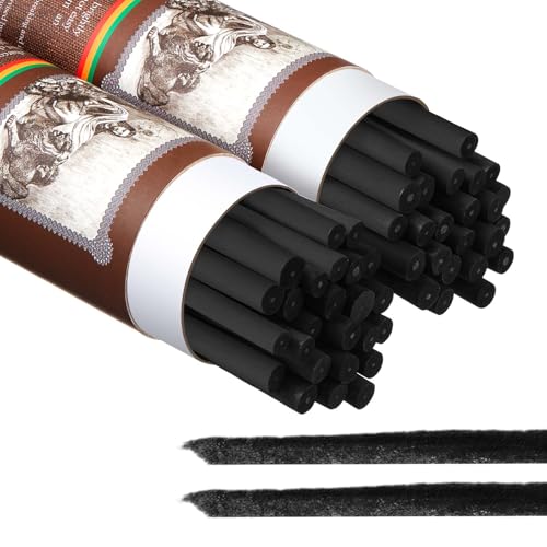 Gueevin 50 Pcs Willow Charcoal Sticks, Willow Charcoal, Artists, Beginners, Students, Perfect for Sketching, Drawing, Shading, and Fine Back to School Christmas Art Gifts (7-9mm) - size: 7-9mm