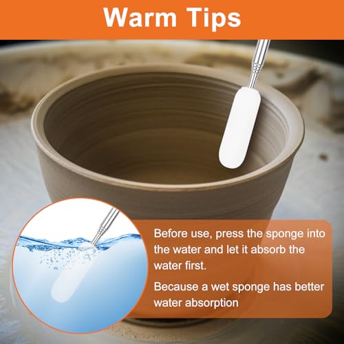 2pcs Telescoping Sponge Stick for Pottery, Retractable Ceramic Sponge Stick Extend up to 28.35in for Cleanup Excess Water from Tall or Narrow Pottery (Small)