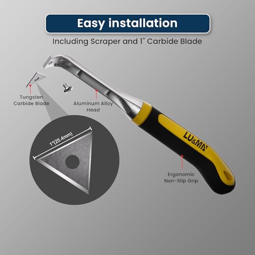 LU&MN Carbide Scraper Tool – 1-INCH Tungsten Carbide Triangular Blade, Heavy-Duty Paint, Glue & Putty Remover with Ergonomic Non-Slip Handle - style: 1"Triangle