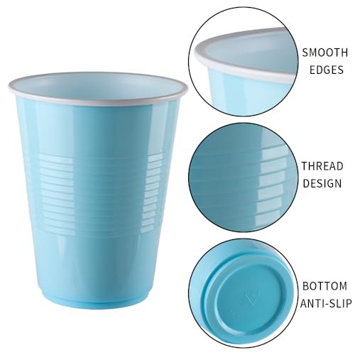 Disposable Plastic Cups, Light Blue Cups, 16 Ounce Plastic Party Cups, Strong and Sturdy Disposable Cups for Party, Wedding, Christmas, Halloween Party Cup, 100 Pack (Light Blue, 16OZ) - color: Light Blue, size: 16OZ