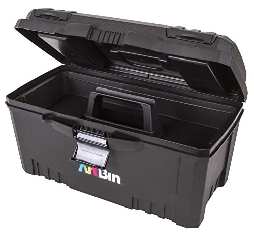 ArtBin 6918AB Twin Top 17 inch Supply Box, Portable Art & Craft Supply Organizer with Handle, [1] Plastic Storage Case, Black - color: Black