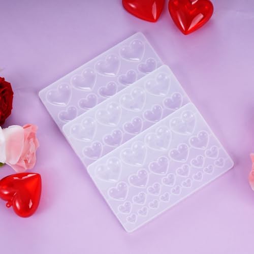 HOVEOX 3 Pieces Heart Shape Resin Molds Resin Heart Molds Heart Shape Resin Molds Silicone for Heart Resin Molds Craft (3)
