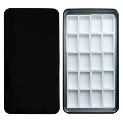FCLUB Watercolor Tin Palette with 20Pcs Empty Full Pans, Magnetic Squares | Lightweight Paint Tray Palettes, With 3ml Pans and 3M Magnetic Squares, DIY Art Palettes, Paint Holder, Painting Palette - color: Black, size: Pack of 20 Full Pans
