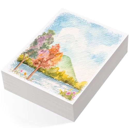 80 Sheets Watercolor Paper Bulk, 110 lb/230 GSM Cold Press Paper White Water Color Paper for Kids Child Students Adults Artists Drawing Wedding Gift Cards(5 x 7 Inch) - size: 5 x 7Inch