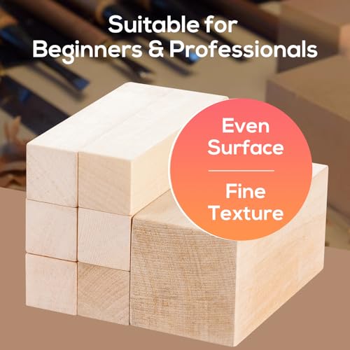 Falling in Art Basswood Carving Blocks, 7 Pcs Whittling Wood Carving Kit, Carving Wooden Blocks for Crafting, Ideal for Beginners and Professional Artists(4 * 2 * 2 1pc& 4 * 1 * 1 6pc) - size: 7 pcs