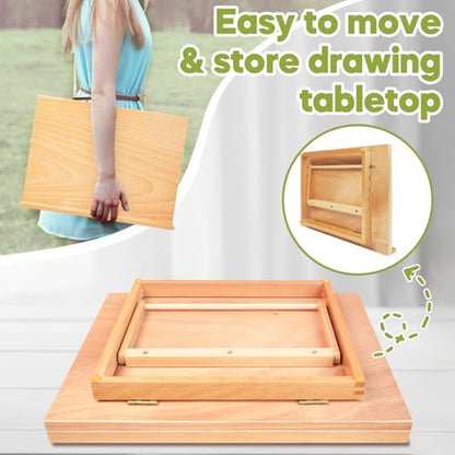 CONDA Wood Drafting Table Easel 17 Inches by 12.8 Inches Drawing and Sketching Board, A3 Drawing Board in 17 Inches by 12.8 Inches for Adults, Artists, Beginners & Students - style: Tabletop Easel