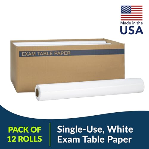 TIDI 513 Avalon Exam Table Paper, White, 18” x 225’ (Pack of 12) ― Standard Smooth Paper ― Hygienic Barrier ― for Medical Offices, Exam Rooms, Daycare Centers, Spas, Tattoo Studios ― Medical Supplies | Standard Smooth Paper, Hygienic Barrier, For Medical