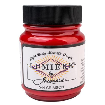 Jacquard Lumiere 2.25oz Fabric Paint Crimson - Metallic Paint for Fabric, Leather, Canvas, Paper and Wood - Light-bodied Metallic Acrylic Paint - Lightfast & Vibrant Metallic Acrylic Paints - color: Crimson, size: 2.25 Fl Oz (Pack of 1)