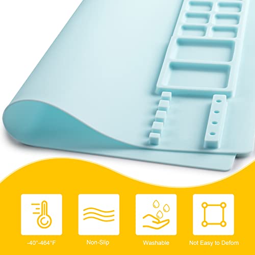 Silicone Art Mat with Cup, Painting Mat for Crafts Resin Casting, Artist Mat with Pen Holders for Kids Gift, Clay, DIY Creations and Play Doh, Christmas Gift for Kids (Blue) - color: Blue