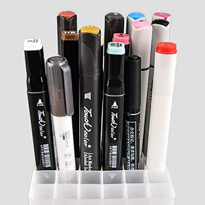 Penholder 30/36/40/48 Slots Plastic Marker Pen Box Storage Holder Brush Pencil Rack Table Stand Paint Brushes Holding Organizer, 14.3x10.7x5cm