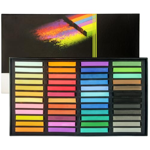 Brusarth Non Toxic Soft Pastel Chalk Set for Professional Artist - 48 Colors Square Chalk Pastel for Drawing, Blending, Layering, Shading, Art Supplies for Beginners, Artists