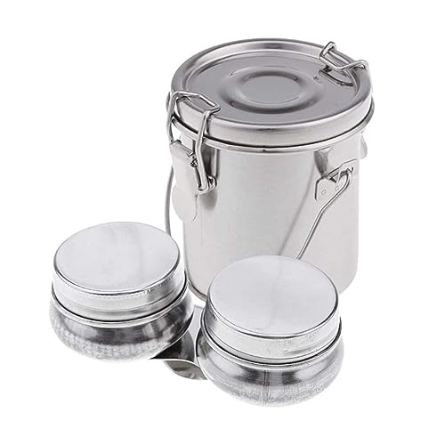 Portable Stainless Steel Paint Brush Washer, Double Dipper Container Cup Paint Brush Cleaner with Palette Lid Filter Screen for Cleaning Acrylic, Watercolor, Oil Painting