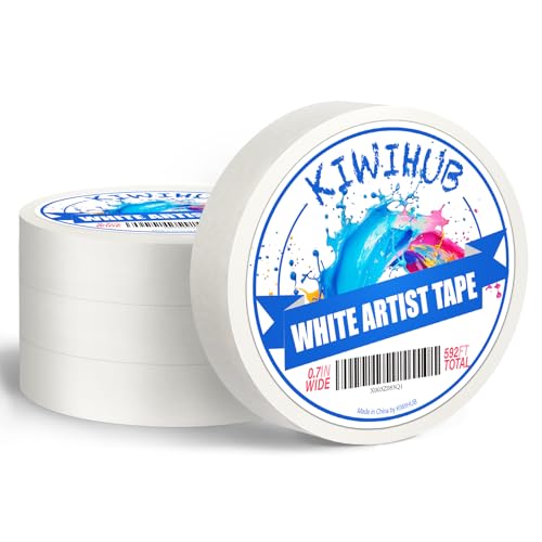 4 Packs Artist Tape for Watercolor Paper - White Masking Artists Tape for Drafting, Art Painting and All Paper Media - Acid Free 0.7inch Wide 592FT Long Total - size: 0.7inch