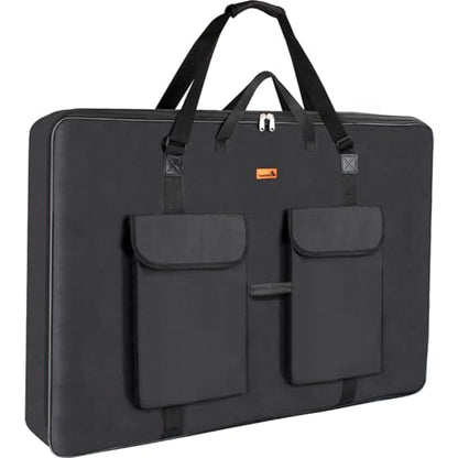 TreochtFUN Art Portfolio Bag 36 x 48 in - Waterproof Artist Carrying Bag Soft Side Sturdy with Strap, Heavy Duty Storage for Artwork Drawing Canvas Poster,(Black) - size: 36 x 48