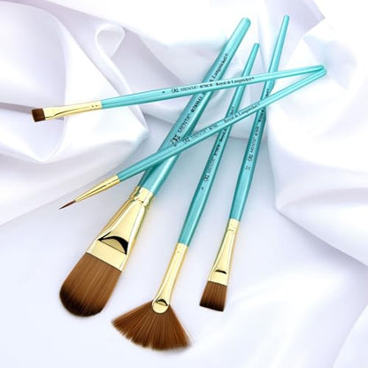 Royal & Langnickel Menta, 5pc Oval Wash Variety Brush Set, Includes - Oval Wash, Wash, Liner, Chisel & Fan Brushes - style: OVAL WASH VARIETY