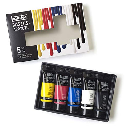 Liquitex BASICS Acrylic Paint Set, 5 x 75ml (2.4-oz) Tube Paint Set - style: 5 x 75ml (2.4-oz)