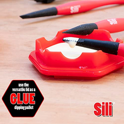 Sili Glue Brush Kit with Micro Wood Glue Applicator Brushes & Storage Pod for Woodworking, Crafts, Models - Fine, Chiseled, Flat Tapered Tips
