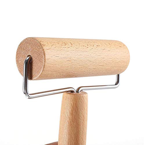2-In-1 Style Pastry Pizza Roller Wood Brayer Wooden Rolling Pin 5D Diamond-Paint Art Wood Roller for Baking or Ceramic Pottery Clay Working