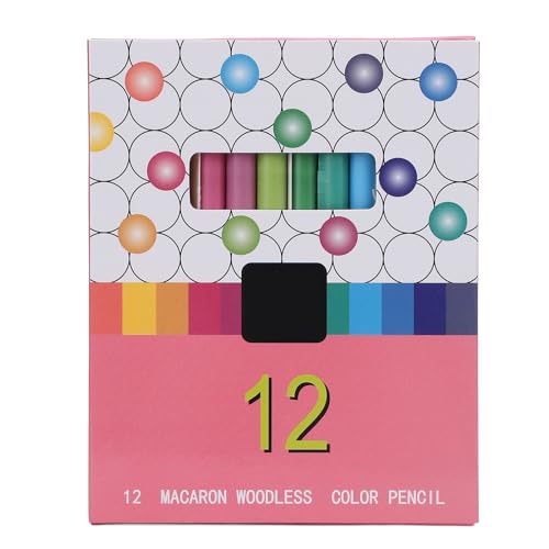 Woodless Colored Pencils, 12Pcs Colored Pencils Set, Vibrant Colors Woodless Graphite Pencils, Drawing Pencils for Schools Offices, Water Soluble, Full Core (Macaron Color) - size: Macaron Color