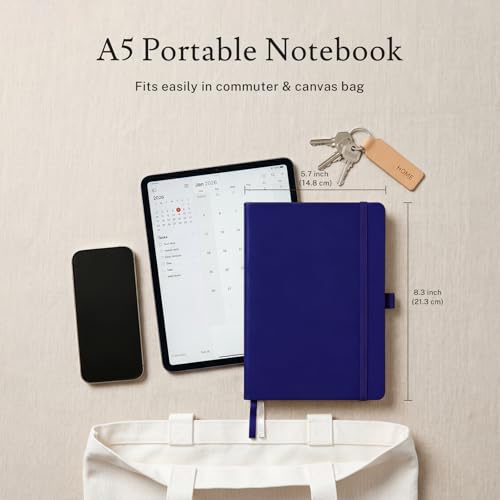 PAGELYST Blank Journal Notebook, 200 Pages,4 Pack Leather Hardcover Notebook, A5 Medium 5.7'' x 8.3'', 100 GSM Thick Paper for Sketching, Drawing, Painting (Dark Blue) - color: Dark Blue, size: A5-Blank