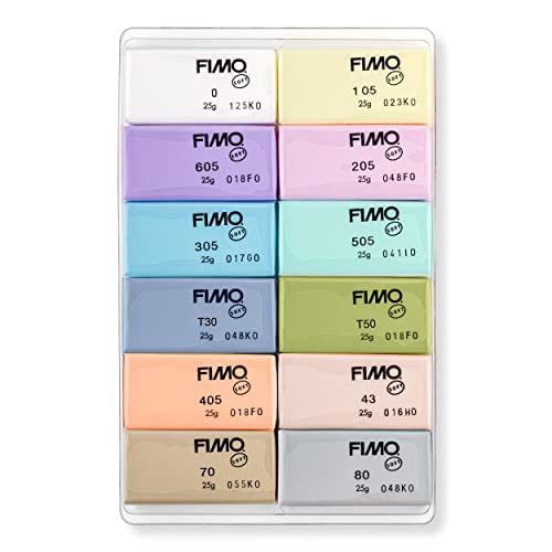STAEDTLER 8023 C12-3 FIMO Soft Oven Hardening Modelling Clay 12 x 25 g Blocks - Pastel Colours - color: Pastel Colours, size: 12 x 25 g