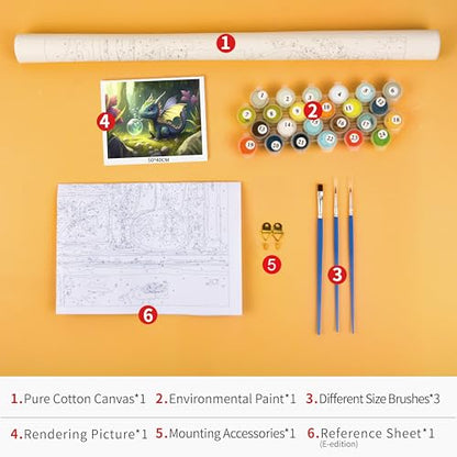 TUMOVO Paint by Numbers Cute Little Dragon DIY Paint by Numbers Kit for Adults and Kids DIY Canvas Painting by Numbers Watercolor Oil Painting Acrylic Painting Arts and Craft 16x20 Inch - color: Artwork-05