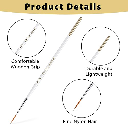 cobee 12Pcs Fine Paint Brushes, Detail Paint Brushes Micro Artist Paintbrush Set Acrylic Paint Brushes for Kids Students Artists Detail Painting Oil Fine Art Painting Watercolor Nail Art