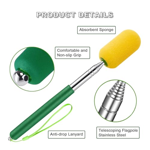 1 Pcs Telescoping Sponge Stick for Pottery – Remove Excess Water & Shape Pottery Pieces in Tall/Narrow Forms, with 2 Detachable Sponge Heads, Pottery Tool, 38" Long (1 Stick)