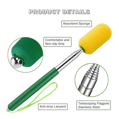 1 Pcs Telescoping Sponge Stick for Pottery – Remove Excess Water & Shape Pottery Pieces in Tall/Narrow Forms, with 2 Detachable Sponge Heads, Pottery Tool, 38" Long (1 Stick)