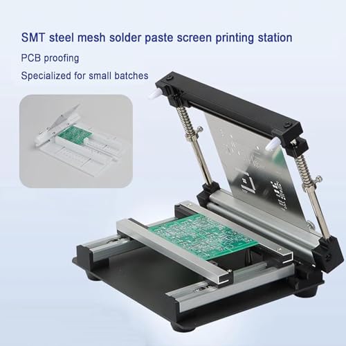 Manual Stencil Printer, Aluminum Alloy Precision Solder Paste Screen Printing Machine for SMT PCB Assembly, DIY Electronics Prototyping and Soldering Training(20cm) - size: 20cm