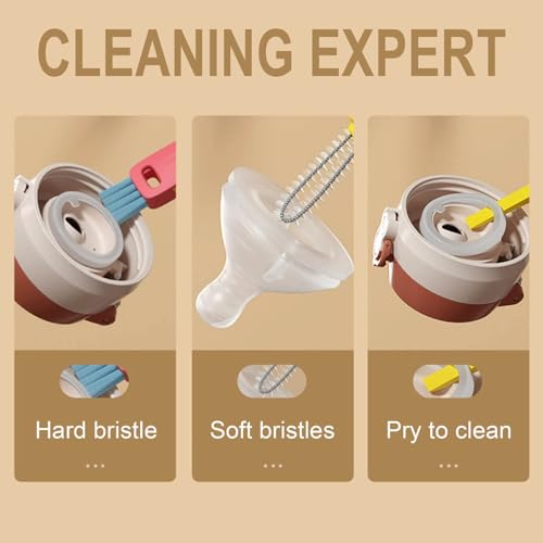 3 in 1 Cup Lid Cleaning Brush,Crevice Cleaning Brush Set for Baby Bottle Gap Tight Spaces Cup,3 in 1 Bottle Cleaning Brush Set Multifunctional Cleaning Brush Portable Cup Lid Cleaner(3 PCS) - color: 6 Pcs