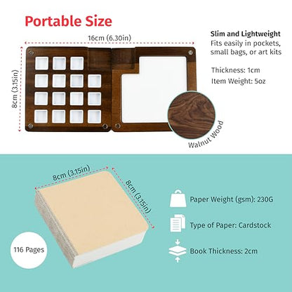 Personalized 15 Watercolor Mini Palette Travel Set - Pocket Wooden Palette w/ 15 Grids, Custom Engraving Option, Portable Painting Kit for Artists, Students Travel-Friendly Painting Set