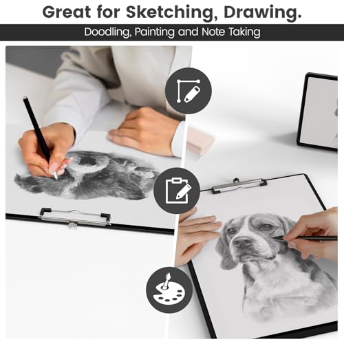 Extra Large 11x17 Clipboards, Landscape and Vertical Layout 2 Pack | Black Plastic Drawing Boards with Low Profile Clip. Suitable for Watercolor, Sketching, Painting. Art & Drafting Supply - color: Black